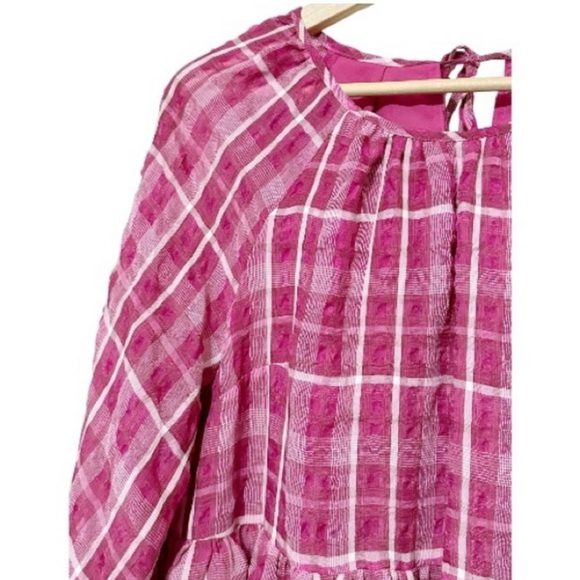 Madewell Pink and White Plaid Shirred
Babydoll Women's Dress - Size
Medium - Picture 3 of 5